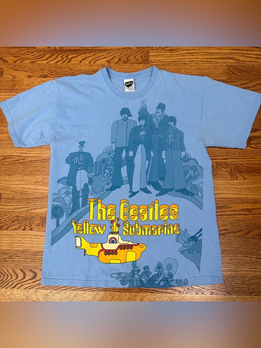 The Beatles Yellow Submarine Graphic T Shirt Mens Sz L Light Blue Band Tee